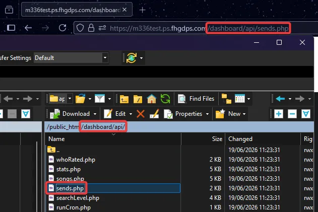 Example location for GDPS’ sends endpoint