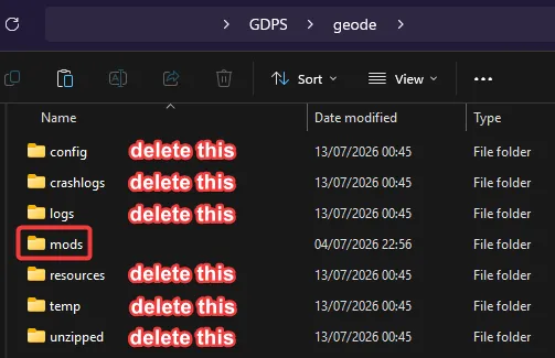 Cleaning up the geode folder