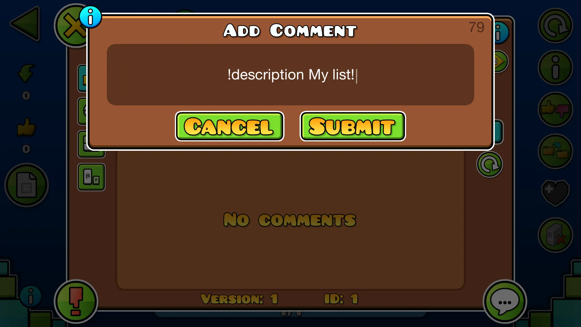 Example list command