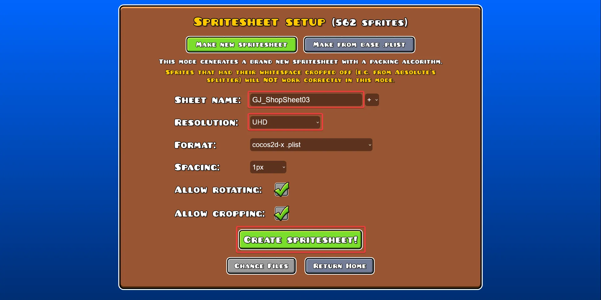 Merging back the spritesheet textures